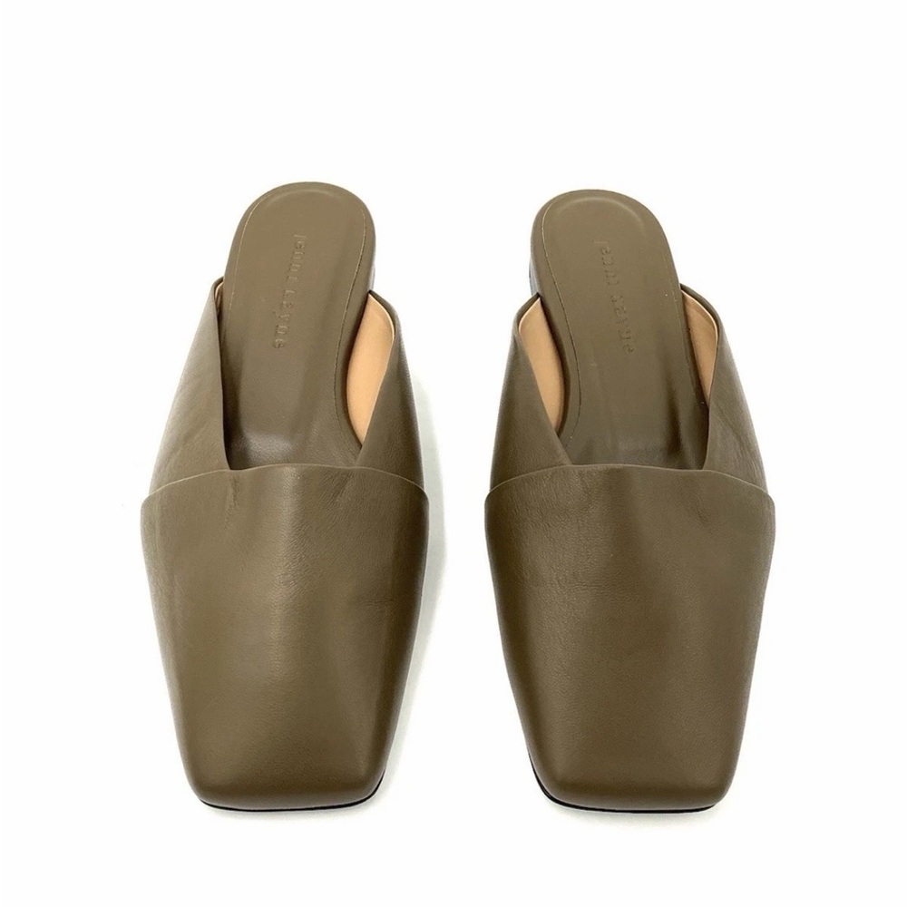 NWOB. $545 Jenni Kayne Mia Mule Leather Square Toe Flat Shoe Earthen Green Sz 39 - Picture 4 of 16